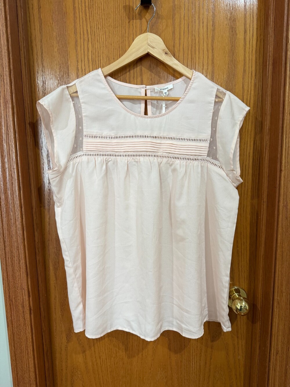 Pleione Pink Blouse XL women's, sleeveless, pleated